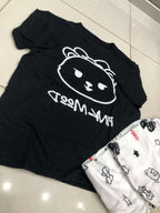 BLACK SMILE DESIGN NIGHT DRESS IN COTTON FABRIC