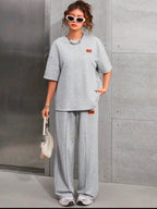 Full Grey Print Pajama Set
