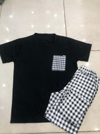 BLACK POCKET DESIGN NIGHT DRESS IN COTTON FABRIC