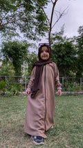 Coffee Front Zipper Kids Abaya