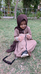 Coffee Front Zipper Kids Abaya