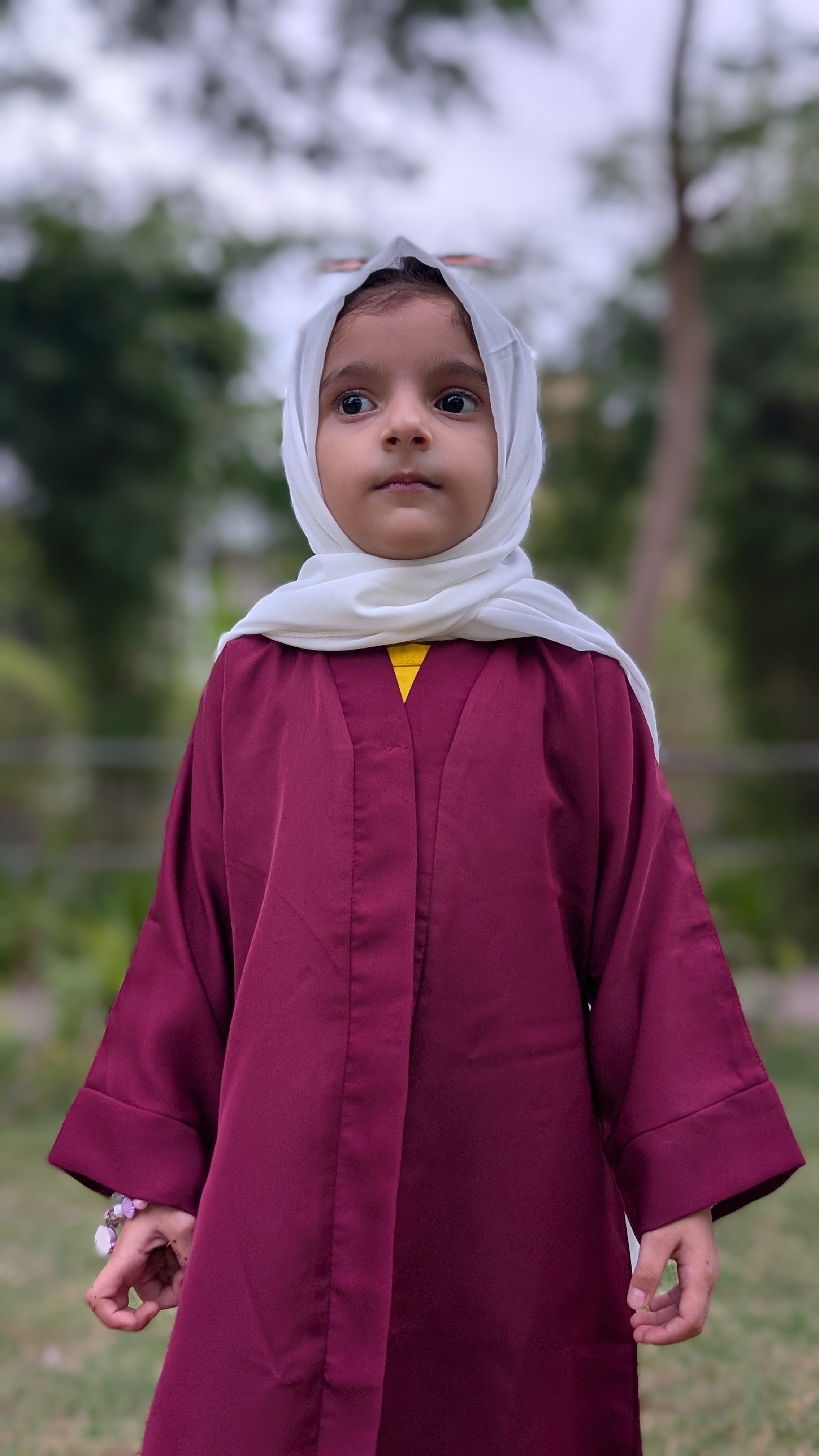 Maroon Front Open Kids Abaya