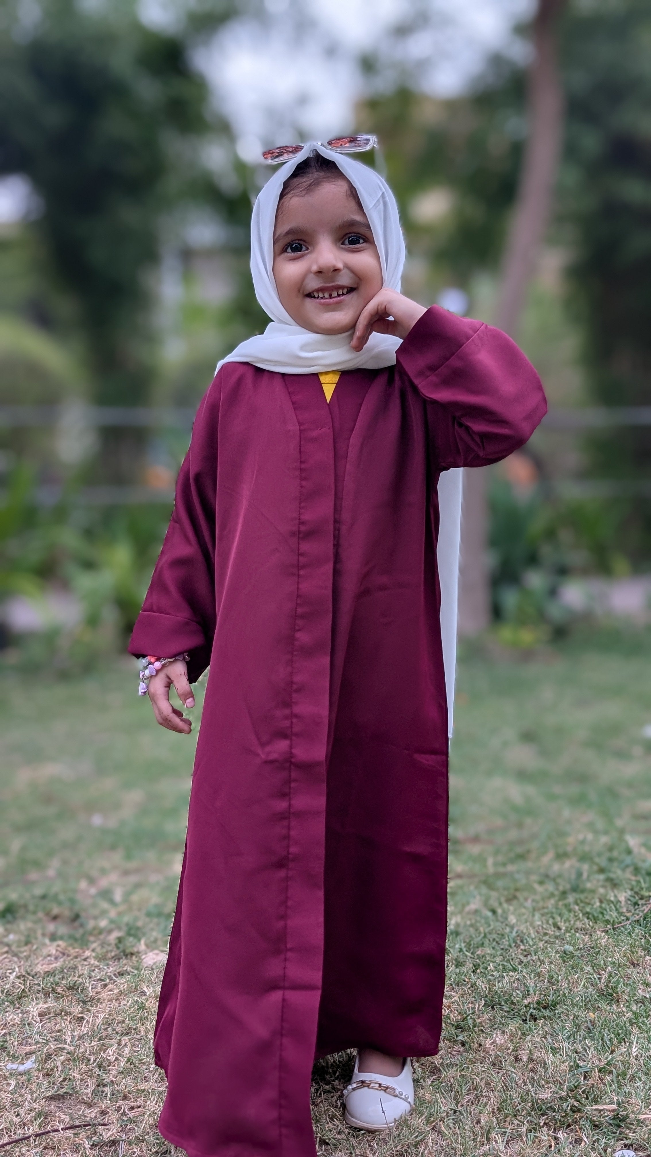 Maroon Front Open Kids Abaya
