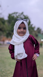 Maroon Front Zipper Kids Abaya