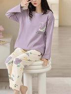 purple pocket design night suit premium fabric for girls and woman