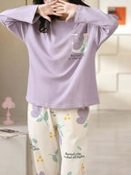 purple pocket design night suit premium fabric for girls and woman