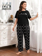 black heart and love printed night suit cotton jarsy fabric