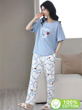 BLUE HEART DESIGN NIGHT DRESS IN COTTON FABRIC