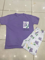 PURPLE POCKET DESIGN NIGHT DRESS IN COTTON FABRIC