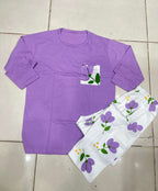 purple pocket design night suit premium fabric for girls and woman