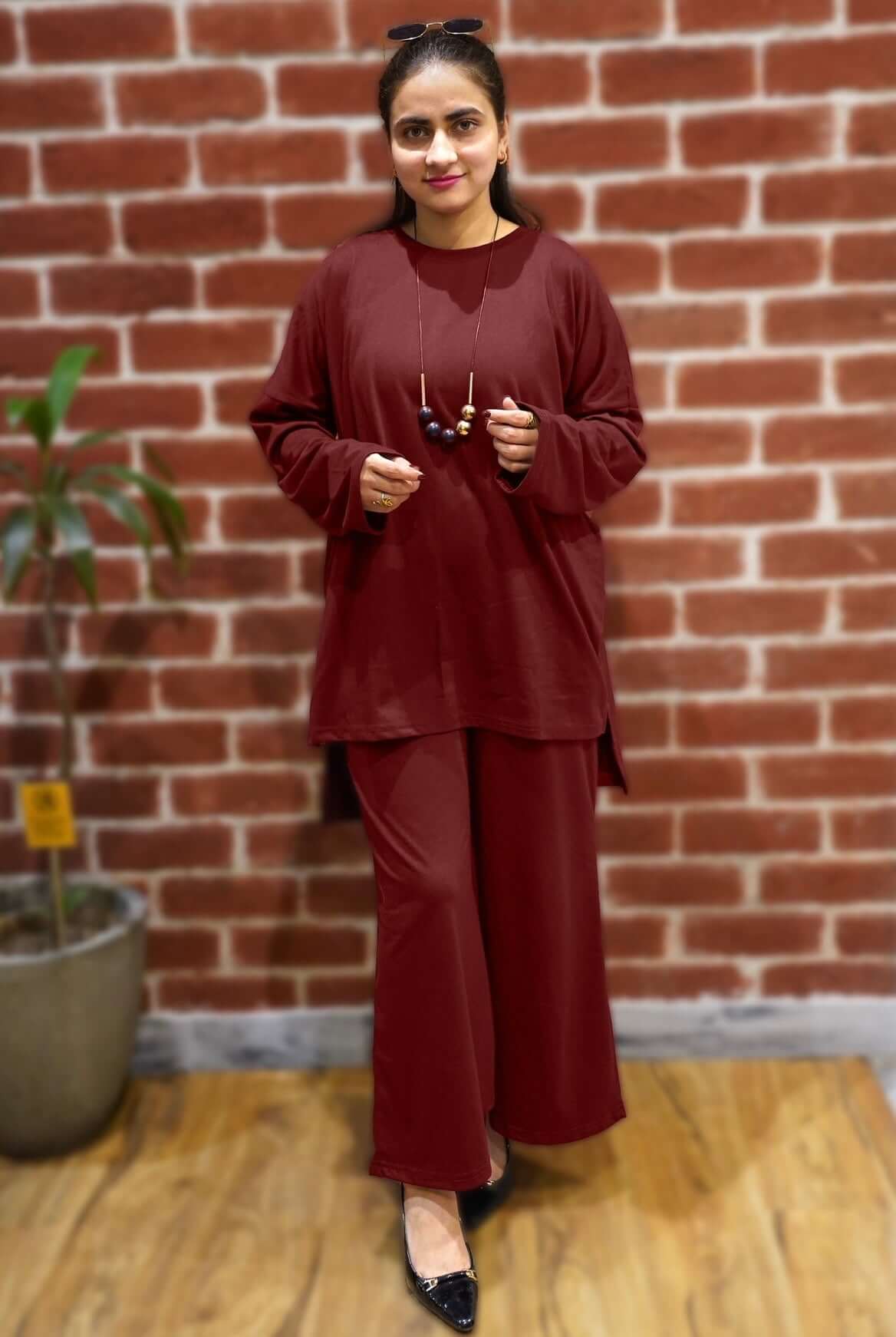 plain flapper style night suit in cotton jersey for summer
