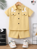 Rock Yellow 2Pcs Cord Set Shirt With Short Printed Set