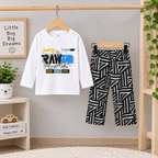 RAW Jeans Graphic Oversized Set – Kids Full Sleeves Tee & Geometric Pants