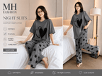 DOUBLE HEART DESIGN NIGHT DRESS IN COTTON FABRIC