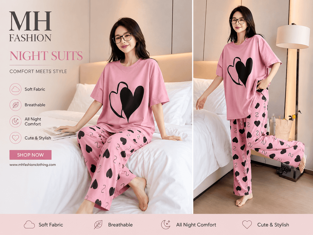 printed night suit in premium fabric cotton jarsy
