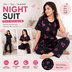 black butterfly  Printed Night Suit for Women – Soft Cotton PJ Set