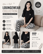 black check love printed night suit premium fabric for girl