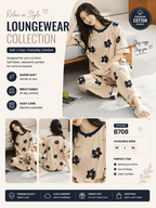 cream flower  design night suit premium fabric for girls and woman