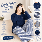 blue lining  printed trouser  night suit premium fabric for girl