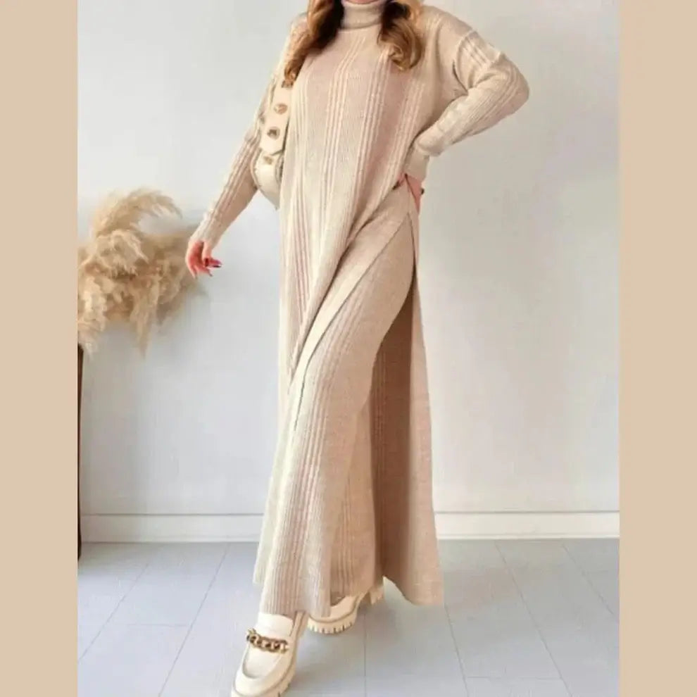 Trendy  Roll Neck Style knit CoOrd Set