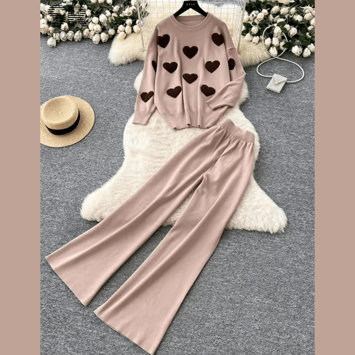 Heart Printed Premium Quality Winter 2-Pcs Co-Ord Set. CWTS-22