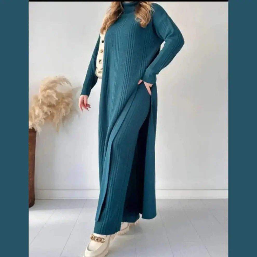 Trendy  Roll Neck Style knit CoOrd Set