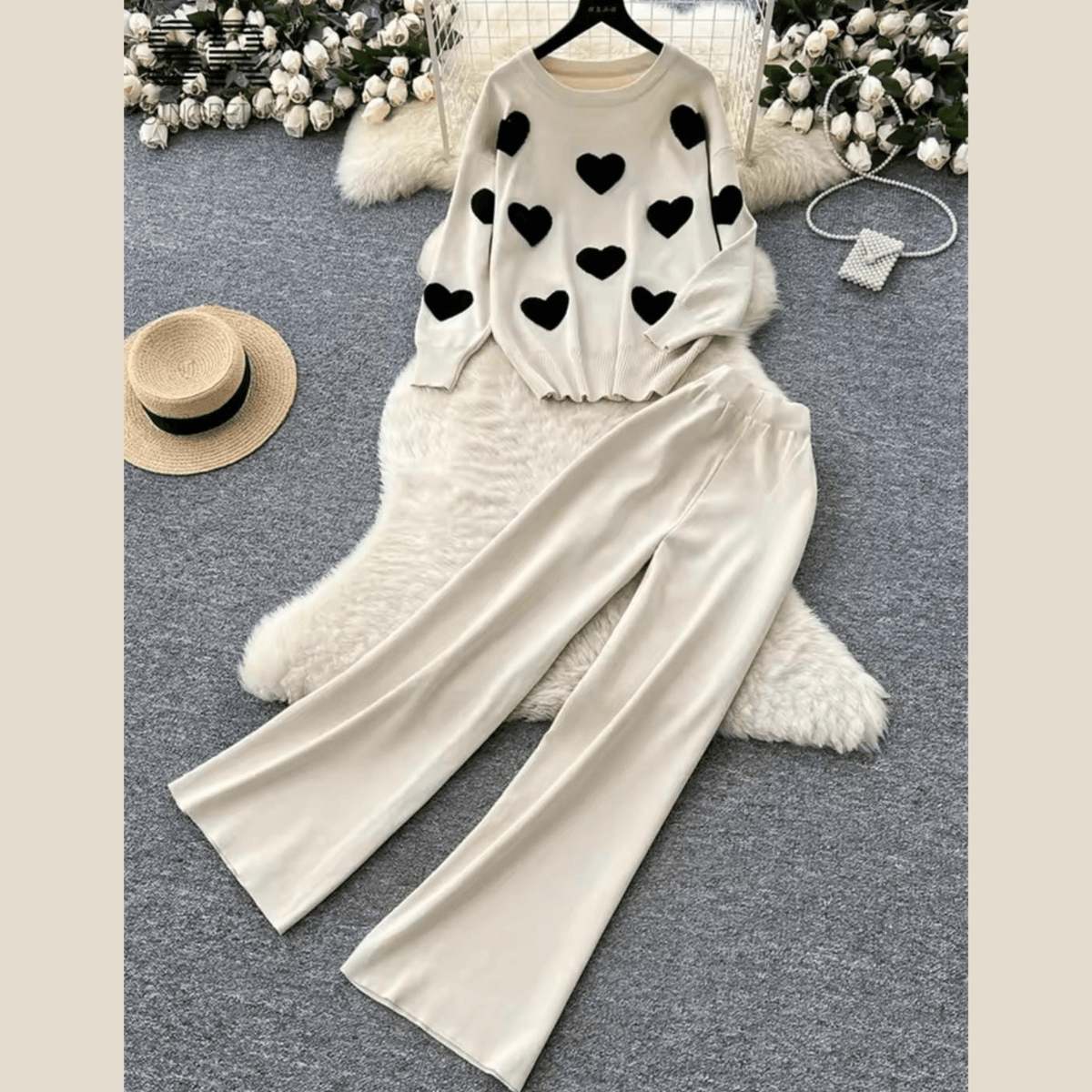 Heart Printed Premium Quality Winter 2-Pcs Co-Ord Set. CWTS-22