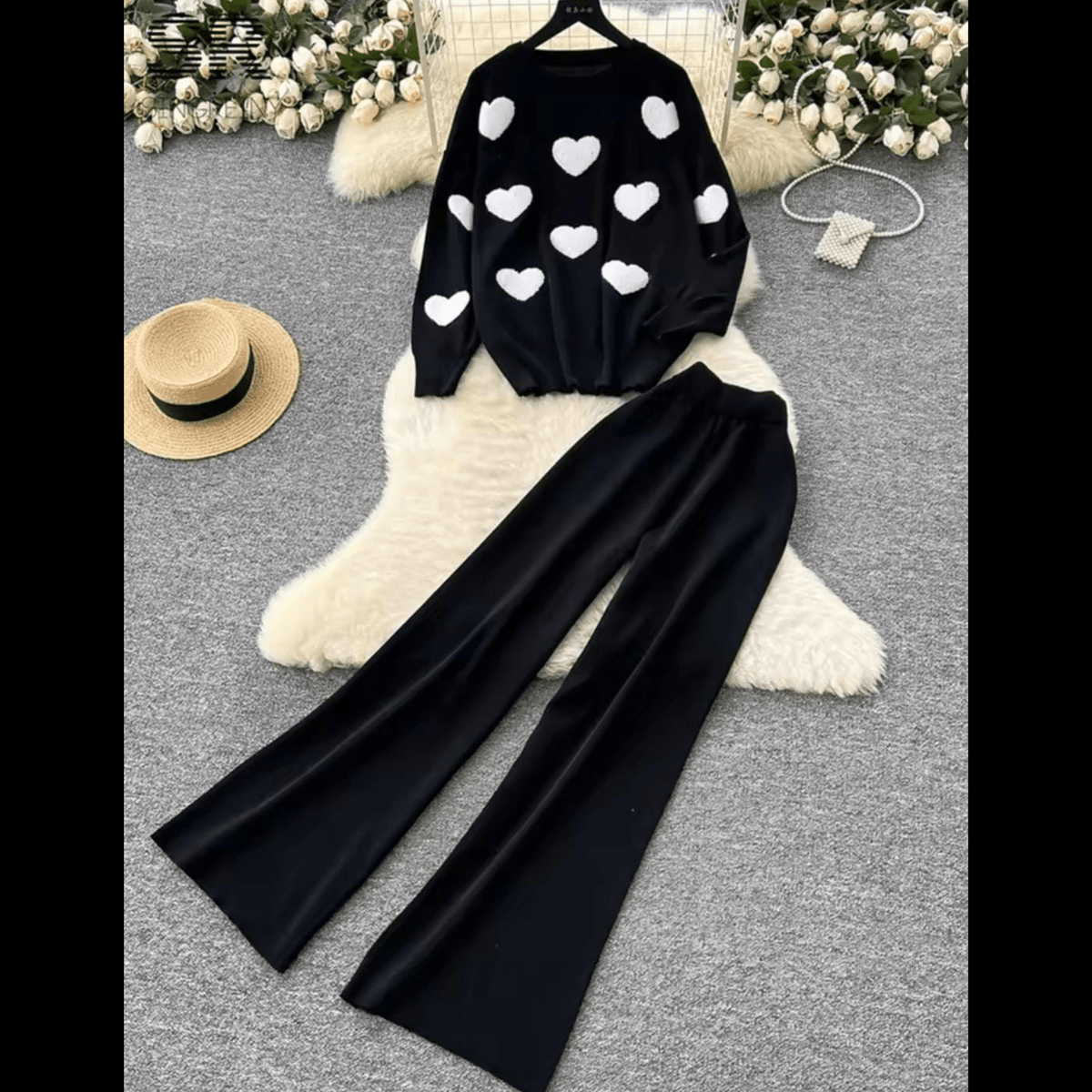 Heart Printed Premium Quality Winter 2-Pcs Co-Ord Set. CWTS-22