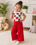 Red Heart With Red Trouser Printed Kids Night Suit