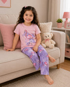 Pink Duck With Trouser Printed Kids Night Suit