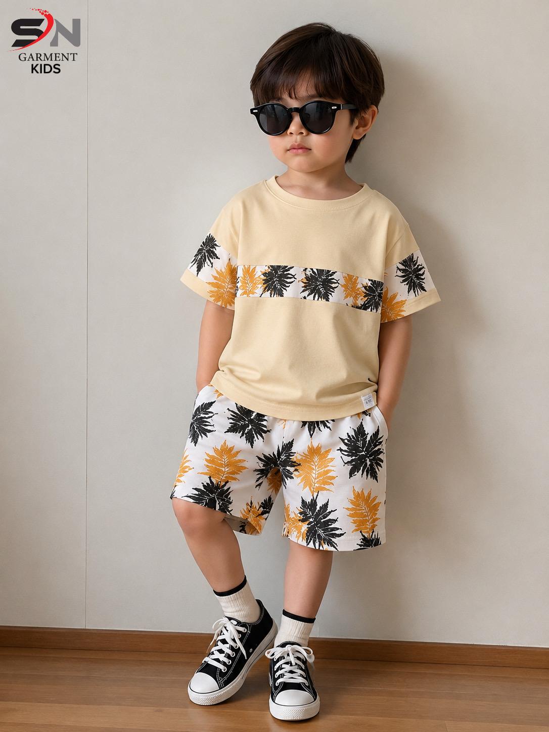 Coffer Stylish Panel T-shirt With Short Printed Set