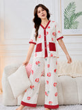 Ruby Blossom Printed Button Pjs