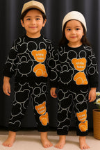 Little Bear Fleece Co-ord Set (Black/Orange)