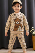 Teddy Bear Print Fleece Co-ord Set (Beige)