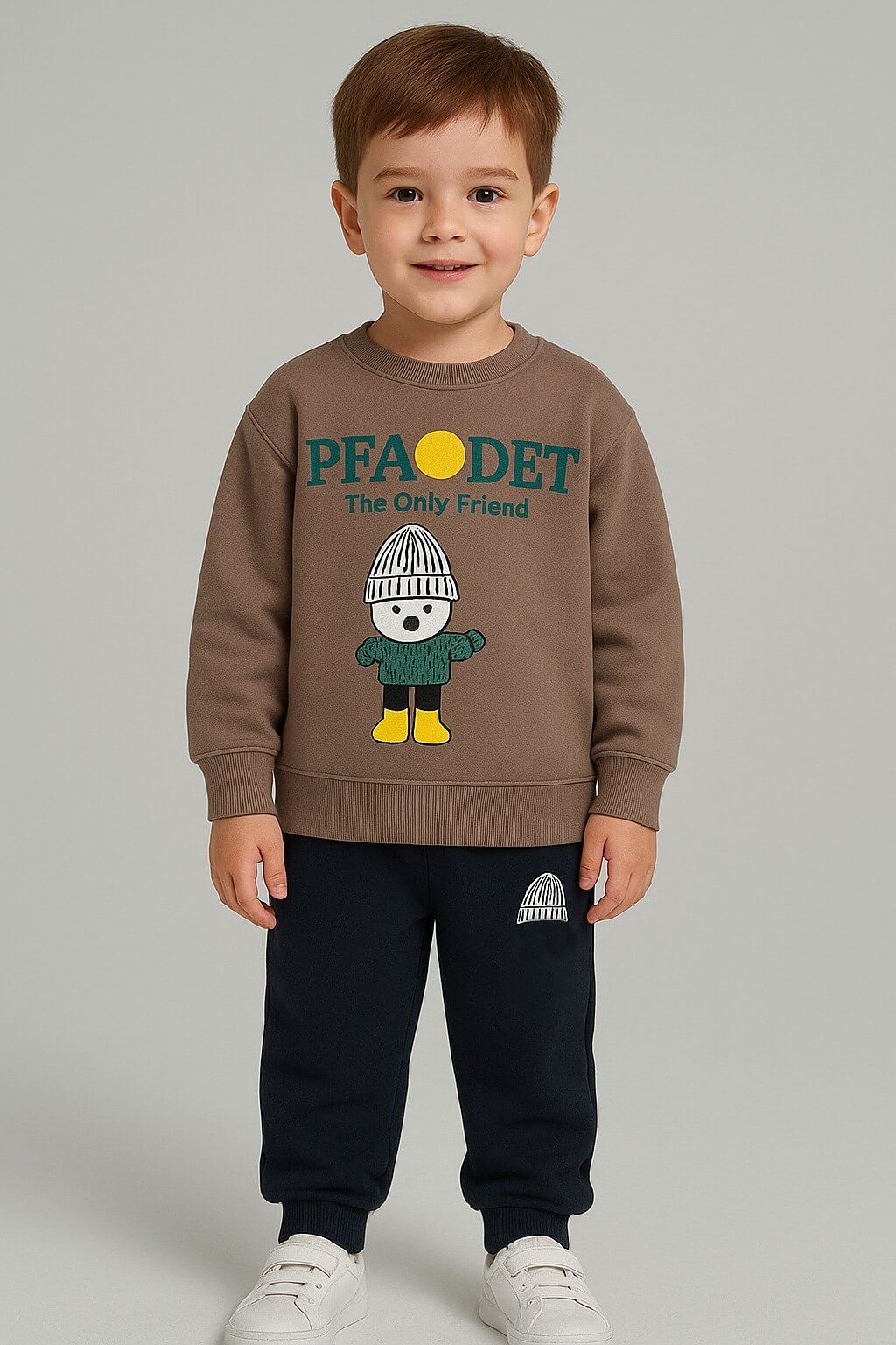 PFAODET Fleece Co-ord Set (Brown/Navy)