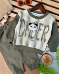 Panda Print Cozy Kids Fleece Sweatshirt & Trouser Set