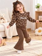 Brown Flower Winter Fleece Kids Track Suits
