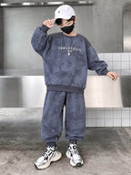 YSBL Studio Grey Winter Fleece Kids Track Suits