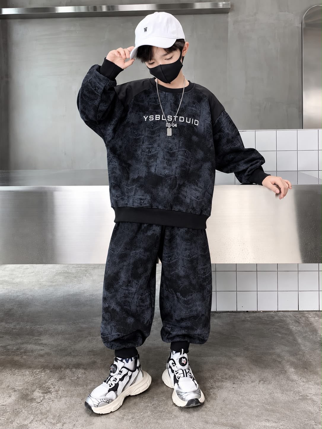 YSBL Studio Charcoal Grey Winter Fleece Kids Track Suits
