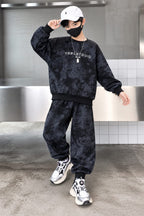 YSBL Studio Charcoal Grey Winter Fleece Kids Track Suits