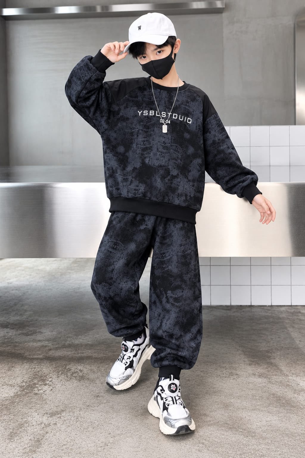 YSBL Studio Charcoal Grey Winter Fleece Kids Track Suits