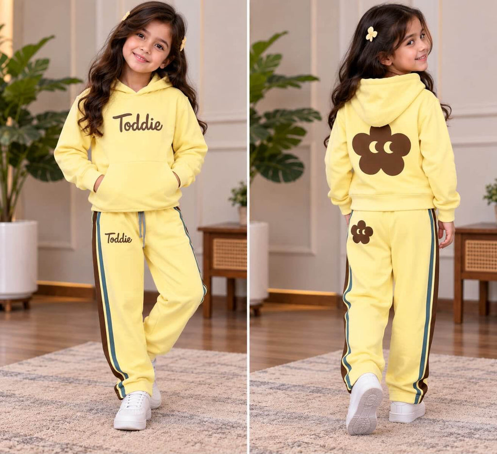 Hooded Yellow Toddie Winter Fleece Kids Track Suits