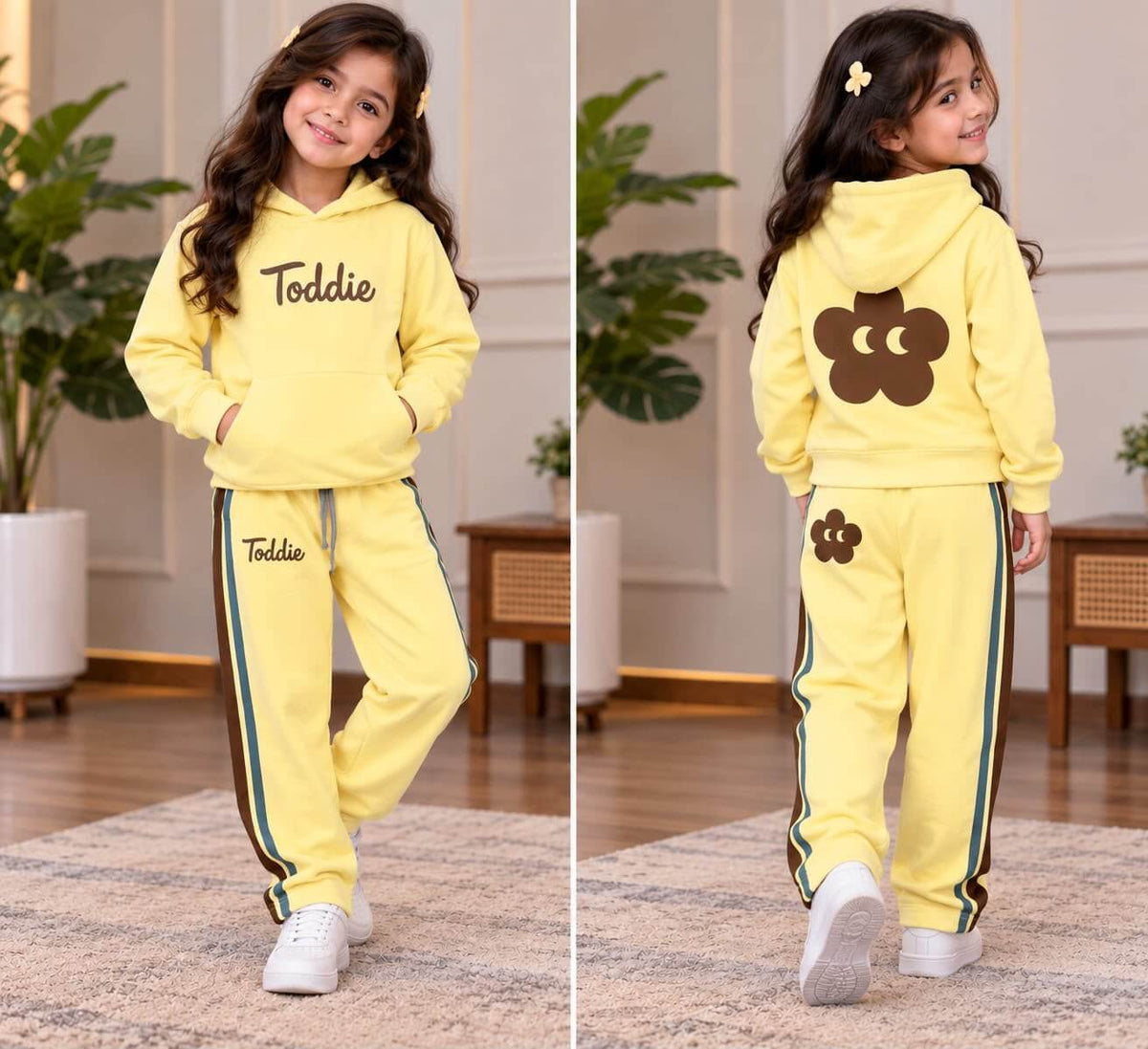 Hooded Yellow Toddie Winter Fleece Kids Track Suits