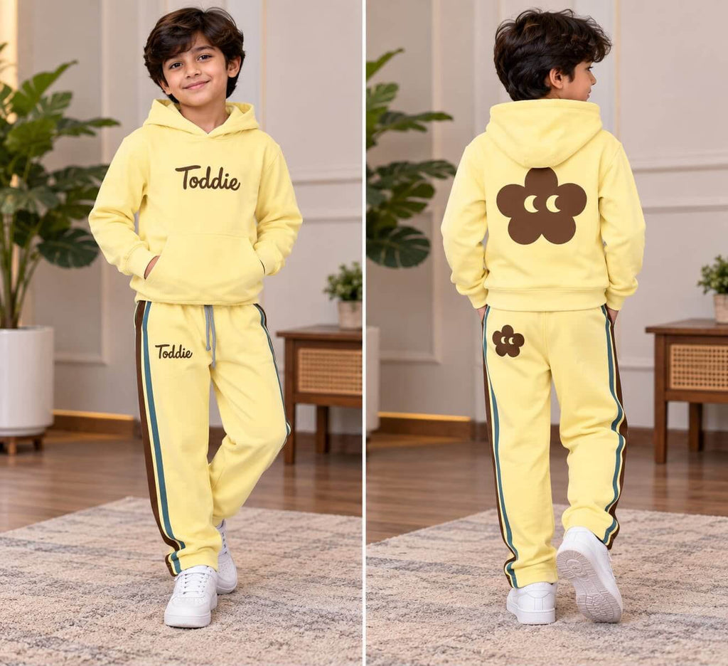 Hooded Yellow Toddie Winter Fleece Kids Track Suits