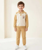 Brown Button with Collar Winter Fleece Kids Track Suits