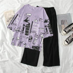 4 colors planet printed baggy  style night suit cotton jarsy fabric