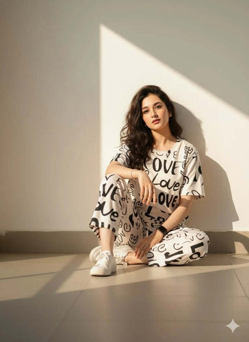 big love printed  NIGHTSUIT IN COTTON JARSY FABRIC