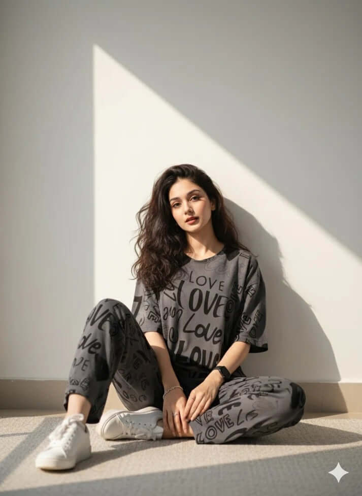 big love printed  NIGHTSUIT IN COTTON JARSY FABRIC