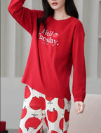 red full sleeves design night suit premium fabric for girls and woman