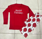 red full sleeves design night suit premium fabric for girls and woman